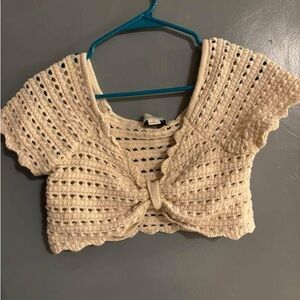 Cream Crochet Crop Top